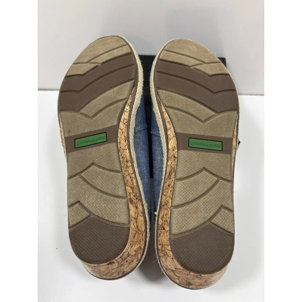Grasshoppers Ortholite Sneaker Blue Fabric Women's Size 9 M‎ Peep Toe Cork